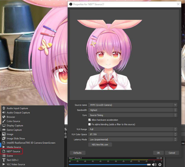 NDI Recommended Settings